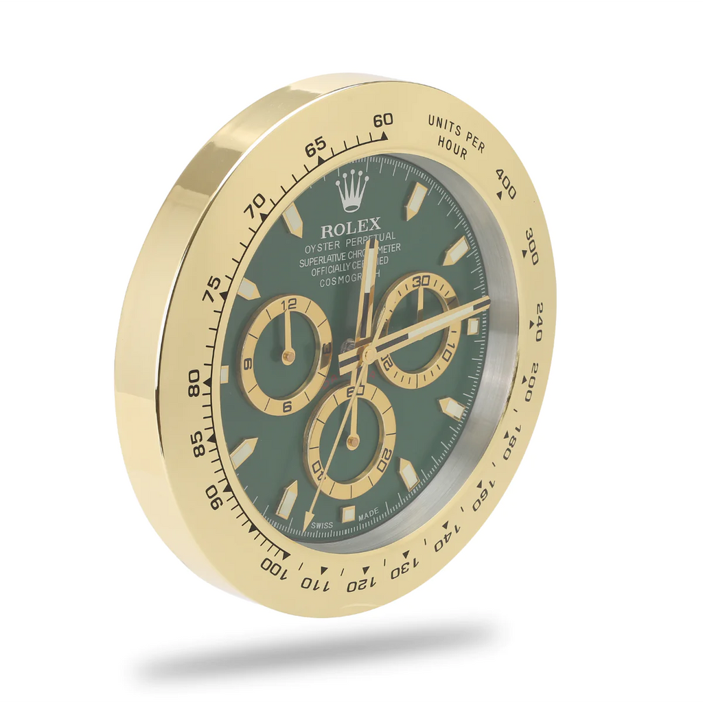 Rolex Daytona Series ,Gold & Green | Wall Clock