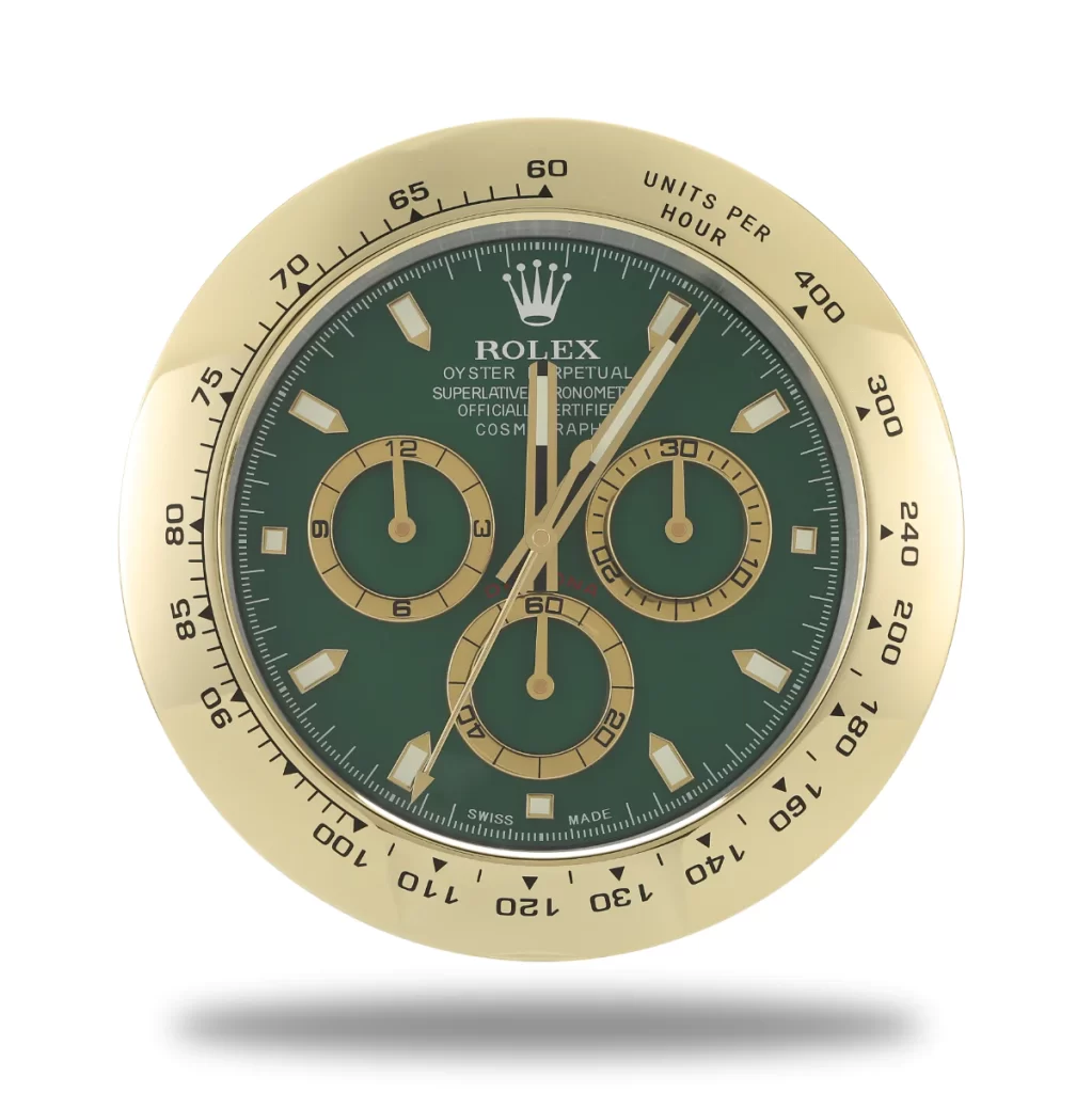 Rolex Daytona Series ,Gold & Green | Wall Clock