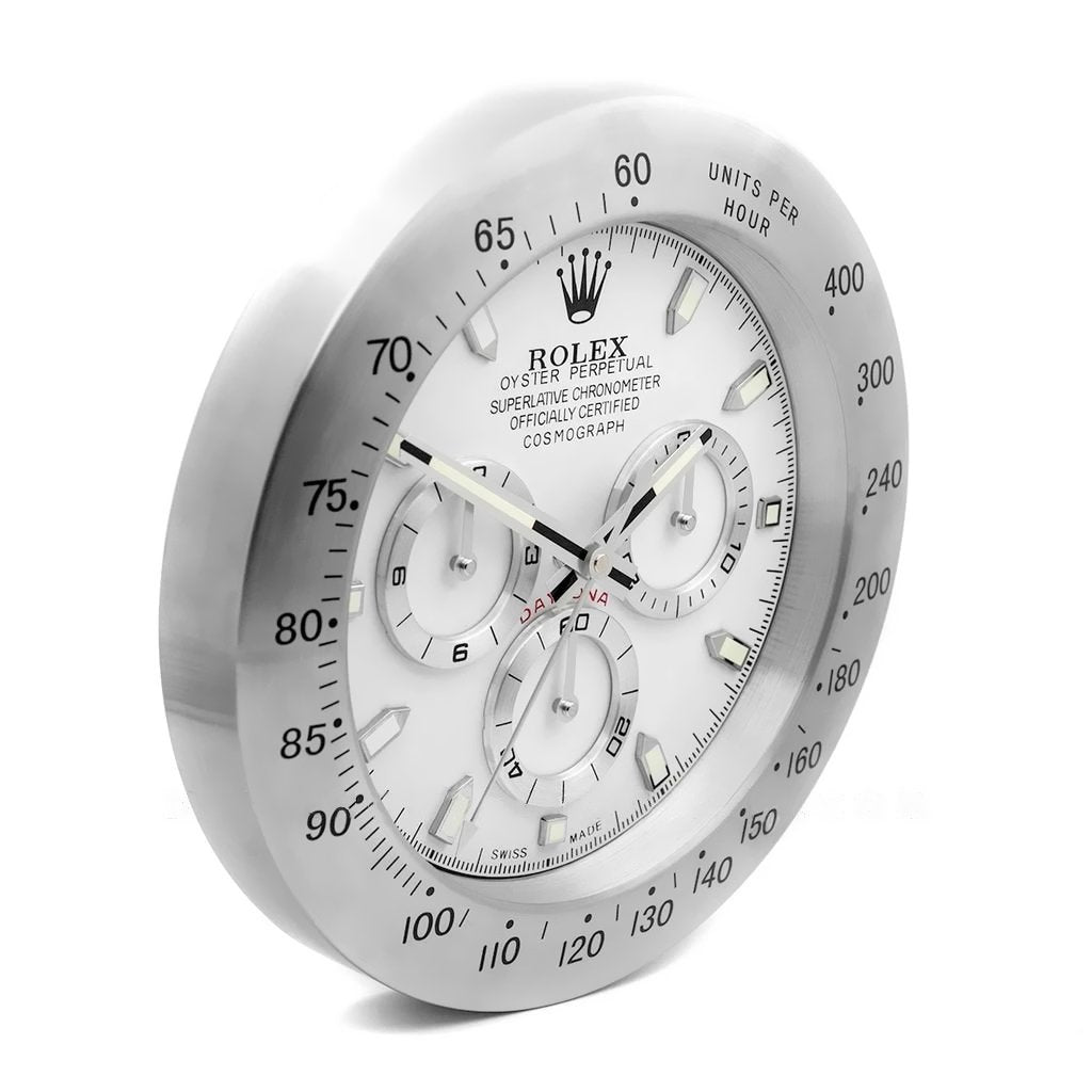 Rolex Wall Clock Daytona Series ,Silver & White