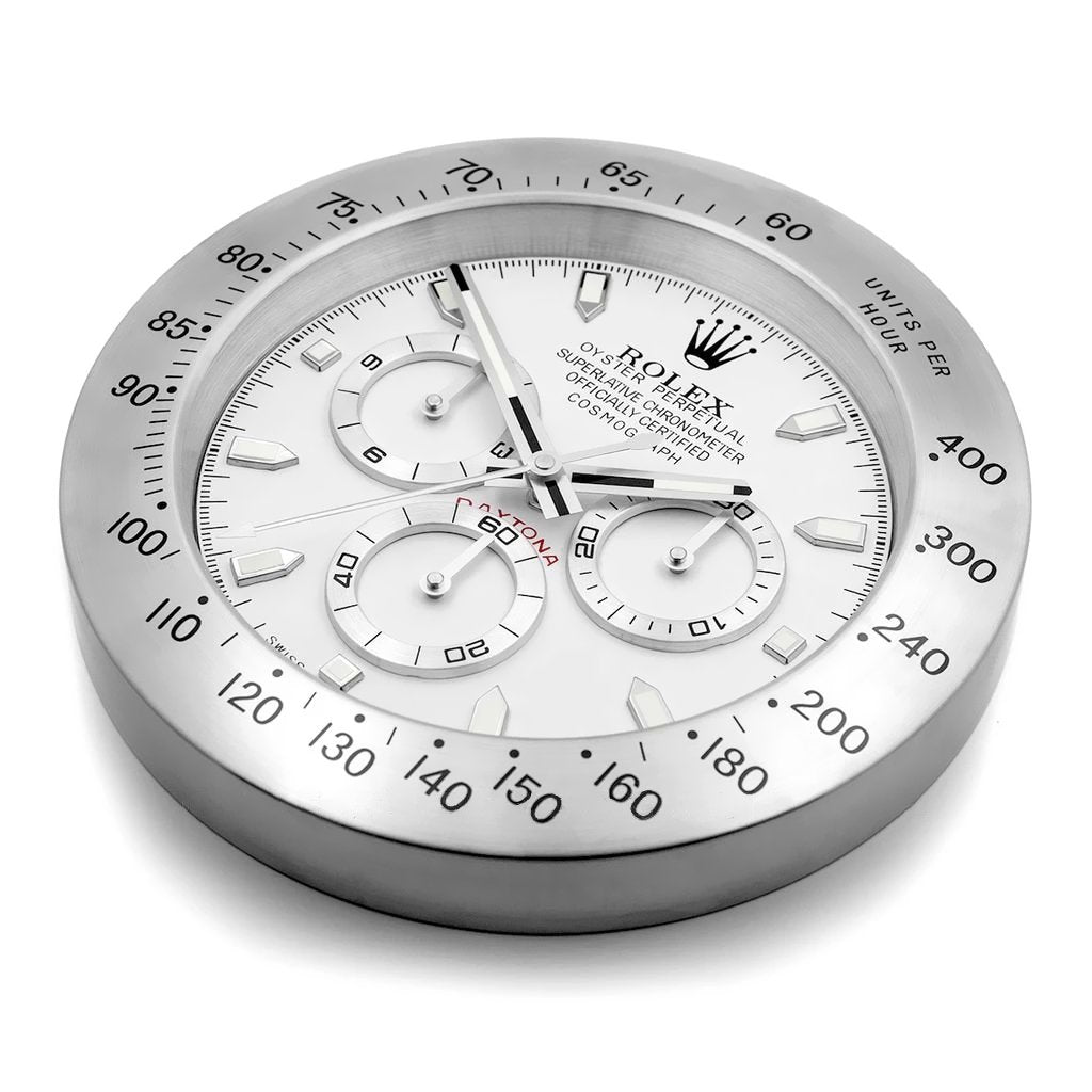 Rolex Wall Clock Daytona Series ,Silver & White