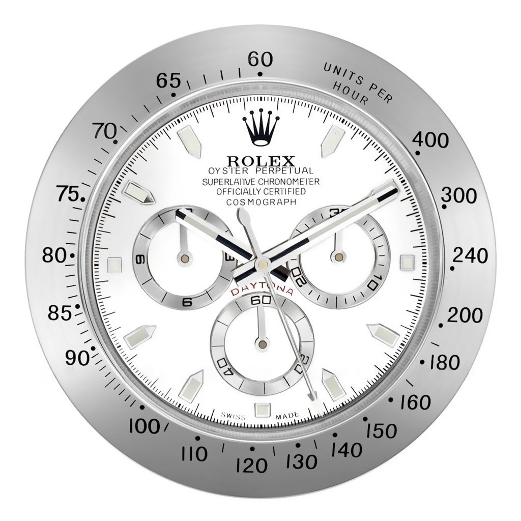 Rolex Wall Clock Daytona Series ,Silver & White